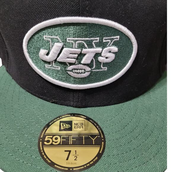 New Era 59Fifty New York Jets NFL Fitted Cap Size 7 1/2 Black Embroidered Logo - Picture 3 of 8